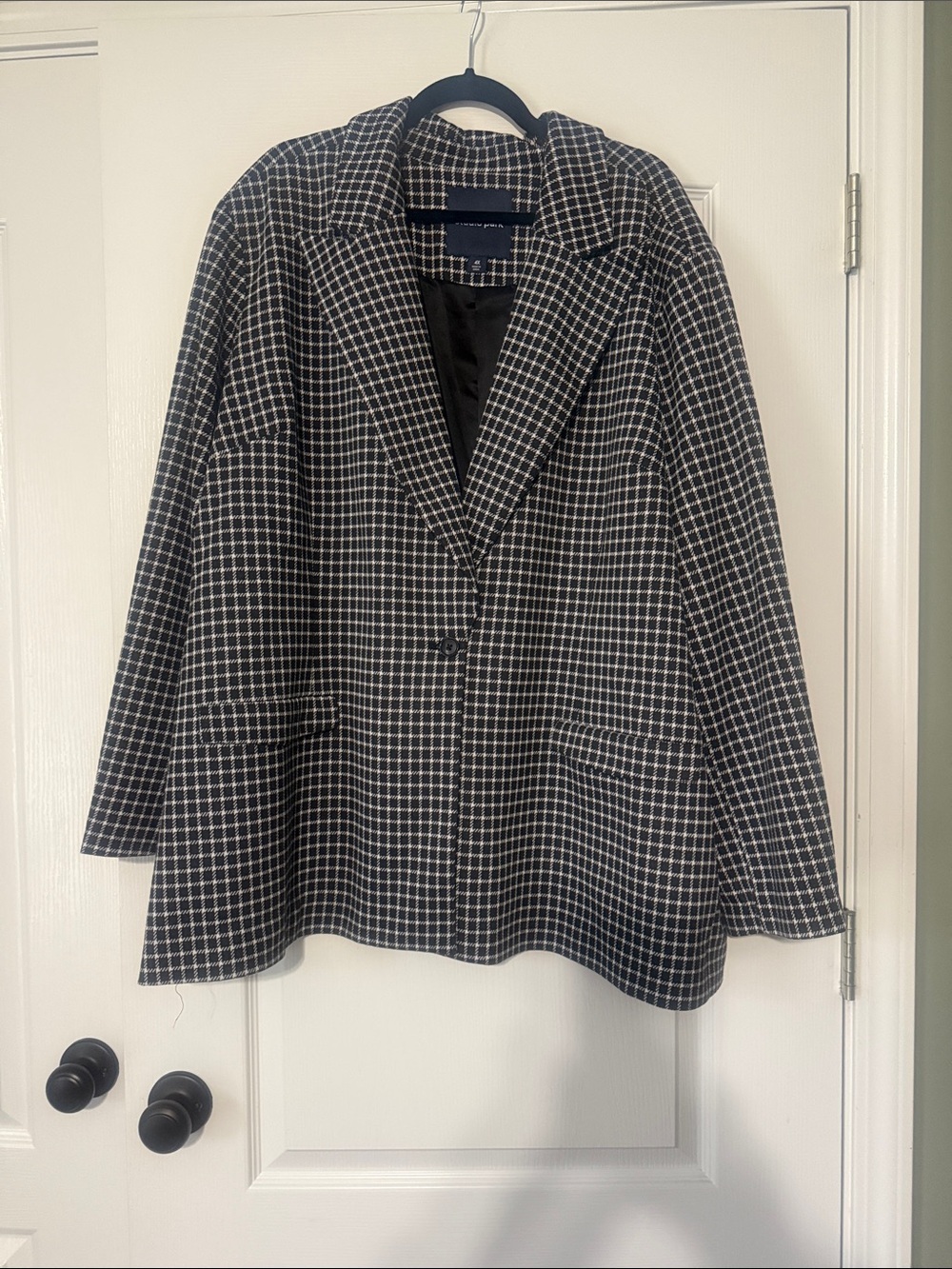 Checked Blazer Jacket and Pant in Black & White - Classic Women's Coat Size 4X
